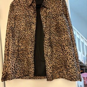 Chico's Brown Leopard Print Jean Jacket